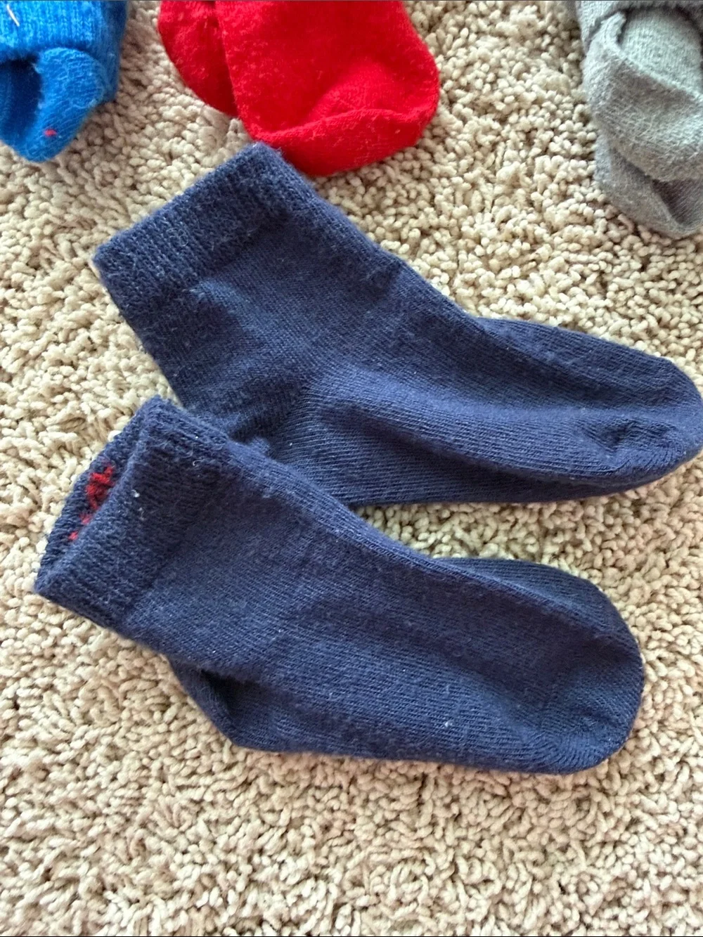 13 pairs - Hanes Toddler Short Crew Socks Pack in Gray, Navy & Red Bright Blue
